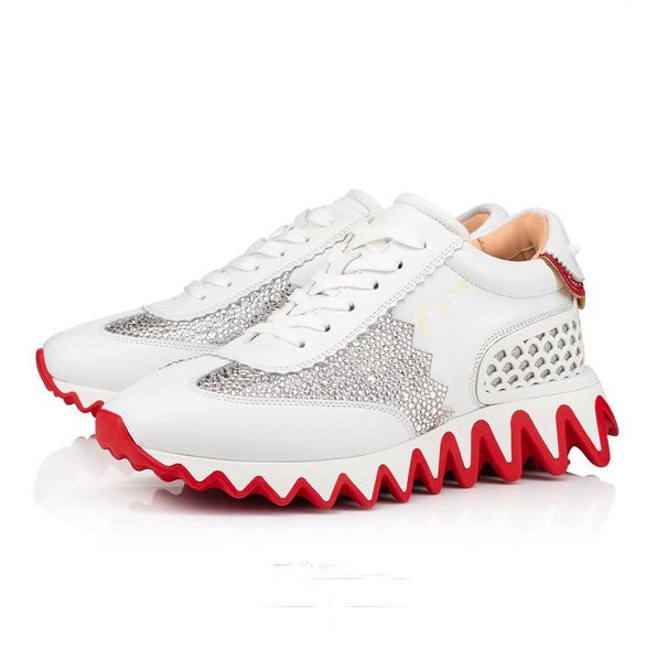 

final new red bottom loubishark strass sneakers flats for men,women couple sports party wholesale casual walking shoes 35-47,box, Black