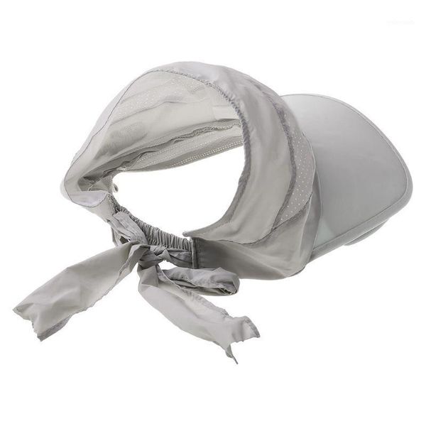 

women summer retractable wide brim sun visor hat empty bowknot outdoor cycling letters embroidery uv protection baseball cap1, Blue;gray
