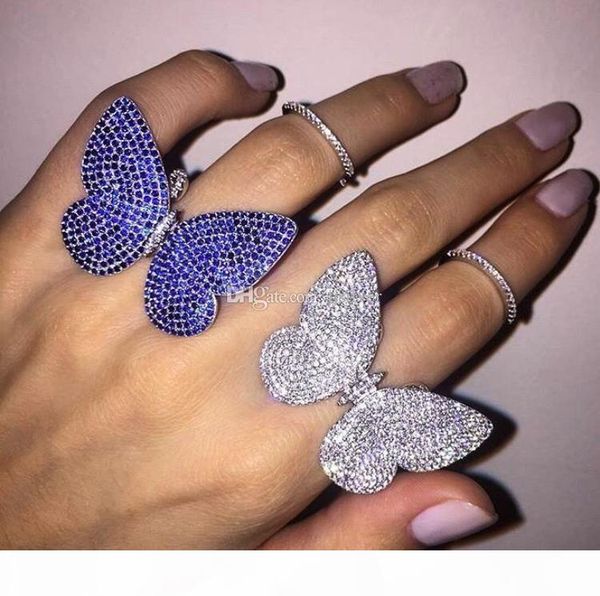 

the butterfly ring of sterling silver 925 with the moving butterfly ring with moving wings with color stone wedding jewelry