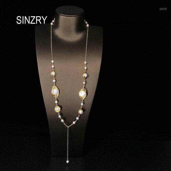 

sinzry original handmade natural baroque pearl long necklaces unique vintage elegant jewelry female1, Silver