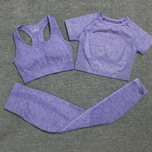 

yoga outfits 3pcs vital women workout sports bra+short sleeve crop shirts+ wear fitness clothing set, White;red