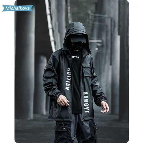 

hip hop tactical jackets men's clothes windbreaker loose outdoor jacket techwear fashion streetwear coats black michalkova1, Black;brown