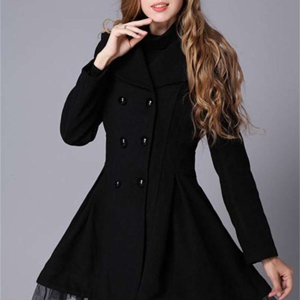 

elegant wool woman with lace selling autumn long sleeve women's down female clothing jackets and womens coats for winter, Black