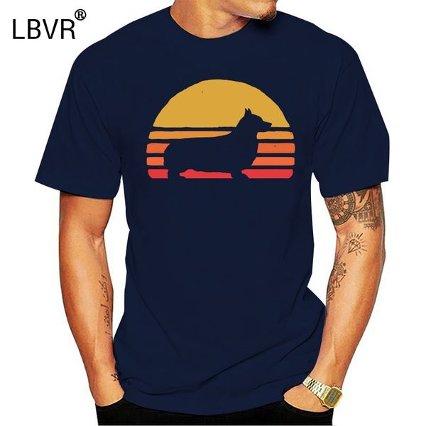

2020 fashion summer retro sun pembroke welsh corgi silhouette t-shirt for dog lovers tee shirt sport hooded sweatshirt hoodie