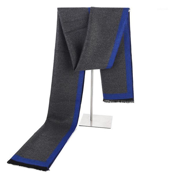 

scarves the 30 * 180cm men's scarf cotton neck keeps warm, simple and generous solid color contrast frayed1, Blue;gray