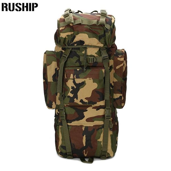 

outdoor bags 65l large backpack 800d waterproof nylon multi-function camouflage pack rucksack tactics bag molle system proof cover