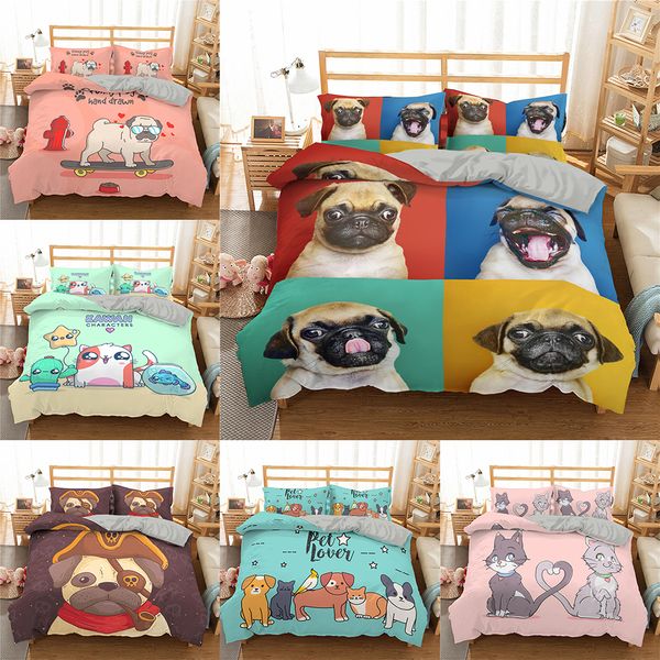 

zeimon 3d cartoon pug dog bedding set girl boy kid quilt/duvet cover set twin full queen king bed cover set bedclothes