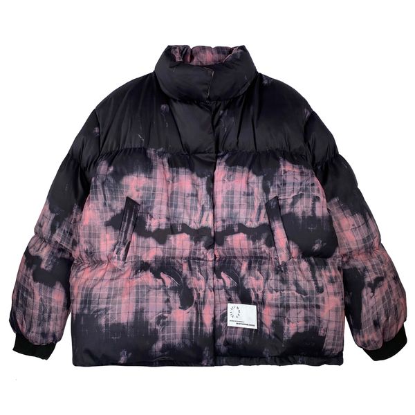 

2021 new hip hop thick parka jackets men streetwear tie dye color block padded jacket winter harajuku cotton pullover warm outwear 3phv, Black