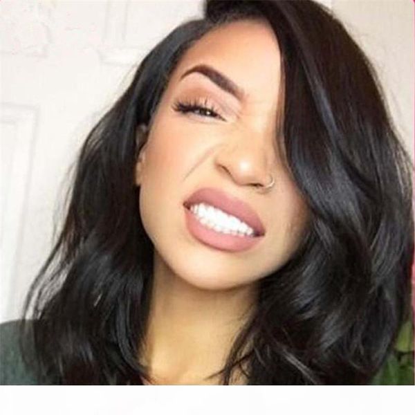 

7a short lace front wigs human hair glueless full lace wigs for black women brazilian hair wig with baby hair ship, Black;brown