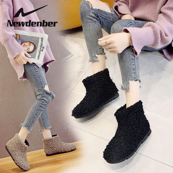 

sweet women wool cow suede ankle boots female big size snow boots dancing casual shoes woman flats furry fur shoes, Black