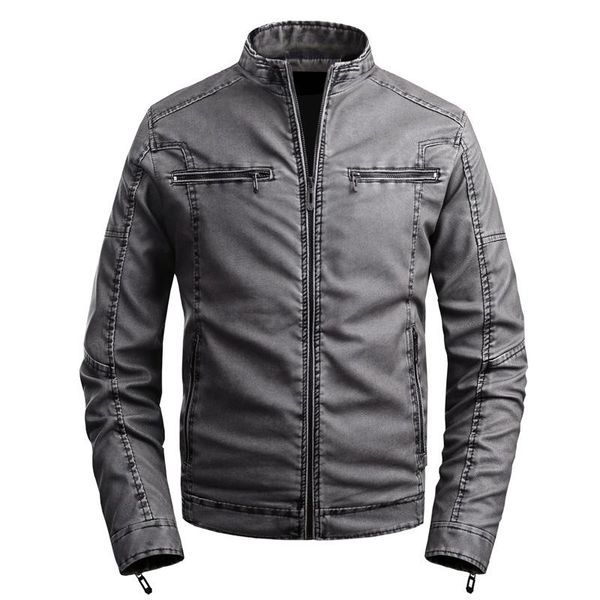 

mens leather jackets men's fashion spring autumn leather jacket coat men casual stand collar pu motorcycle jacket male, Black
