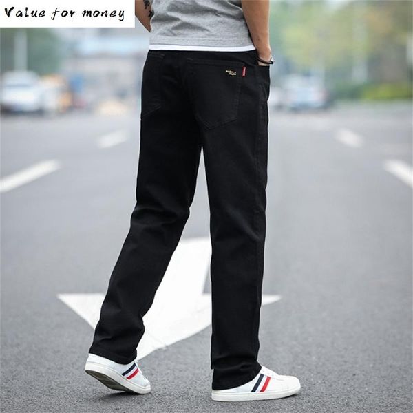 

men's new 2020 classic straight black jeans fashion business casual elastic loose trousers male pants plus size 42, Blue