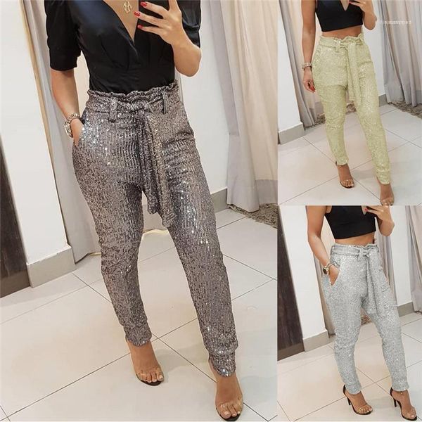 

solid color plus size womens high streetwear summer spring womens designer pants bling slim skinny womens pants belt straight pencil pants, Black;white