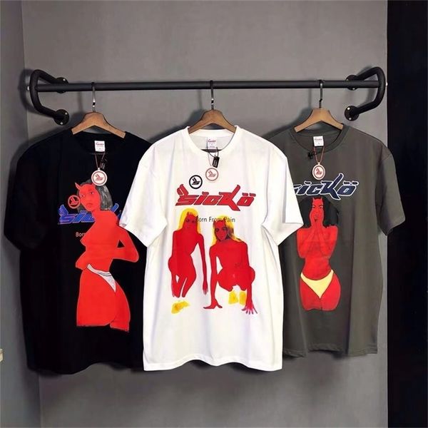 

heavyweight cotton oil painting portrait short sleeve t-shirt 220304, White;black