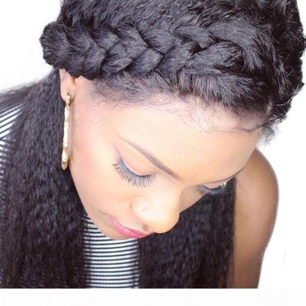 

8-20inch kinky straight 360 lace frontal closure pre plucked with baby hair brazilian virgin human hair, Black;brown