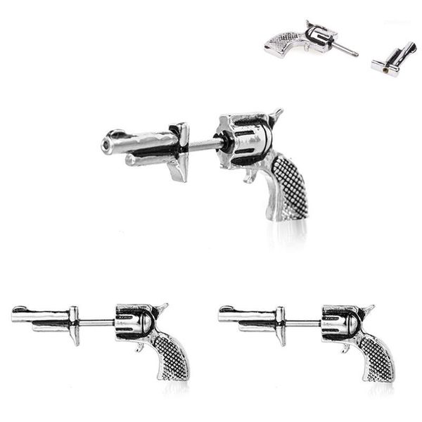 2 pz Retro Revolver Cartilagine Orecchini Ear Stud Trago Bar Rame Bilanciere Oreja Earing Piercing Punk Uomini Gioielli per il corpo 16G1