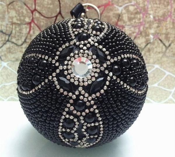 

new black ball bags rhinestone handmade handbags fashion women party day clutches chain shoulder bags evening1