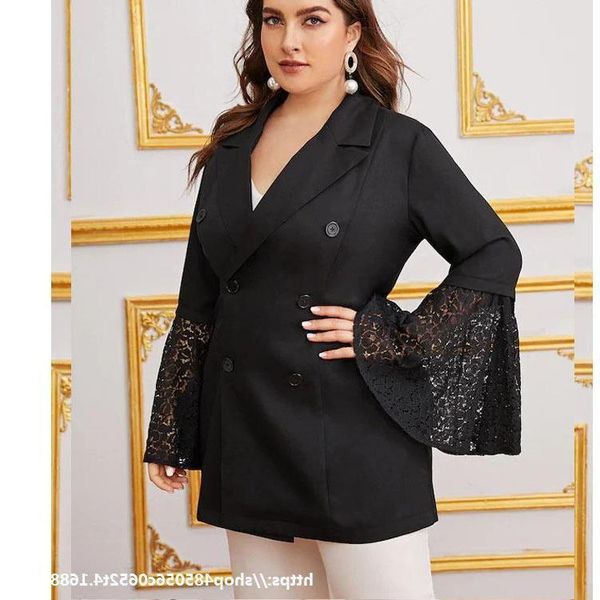 

women's suits & blazers lace streetwear fashion blazer office lady sheer jackets 2021 vintage oversized chaquetas para mujer jacket wom, White;black