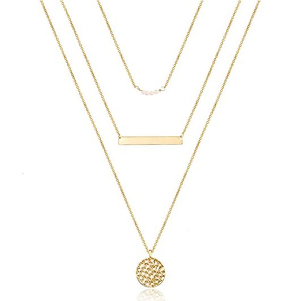 

multi product 2020 layer necklace new pearl sequin multi layer necklace women's pearl necklace, Silver