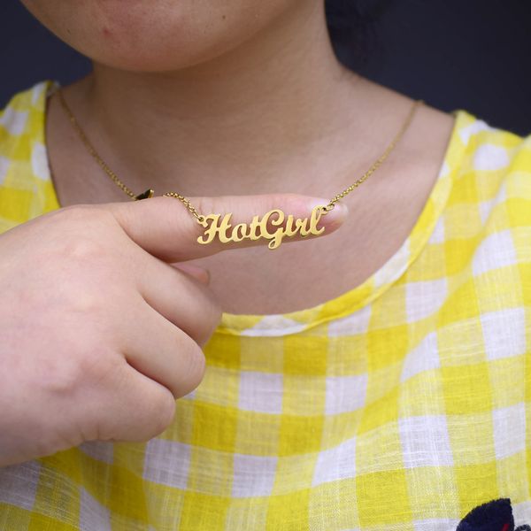

european and american irl girl collarbone chain creative letter necklace, Silver