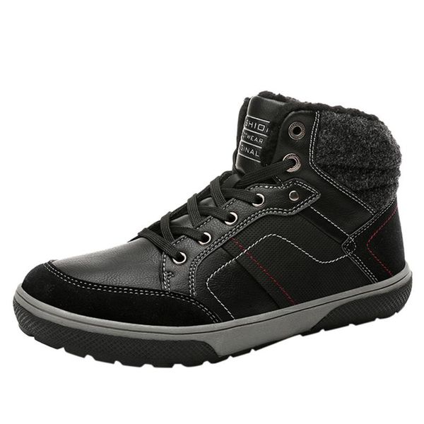 

sagace leisure boots men lace-up mountaineering plush shoes short plush winter boots men snow boot footwear new, Black