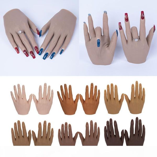 

silicone practice hands for nails lifesize mannequin female model display hands false nail finger nail art training faux hand, Red;gold