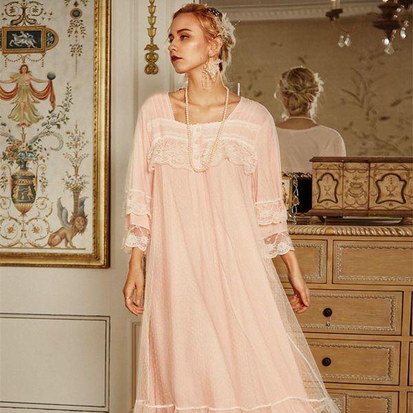 

nightgown lace cotton dress romantic summer sleepwear women fairy nightdress, Black;red