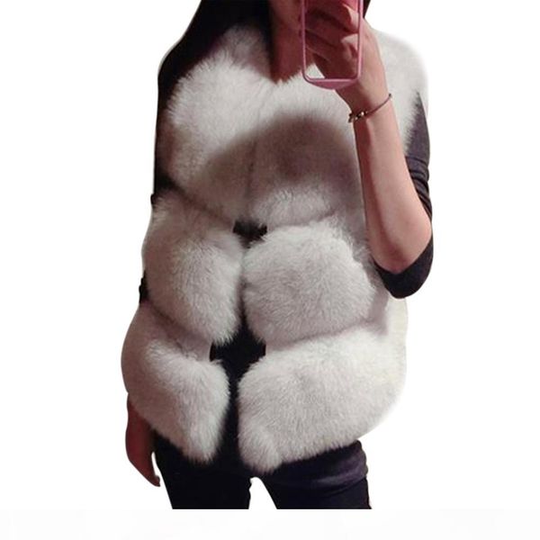 

new women faux fur vest coat winter thick warm hairy fur jacket outwear gilet female solid overcoat colete feminino, Black