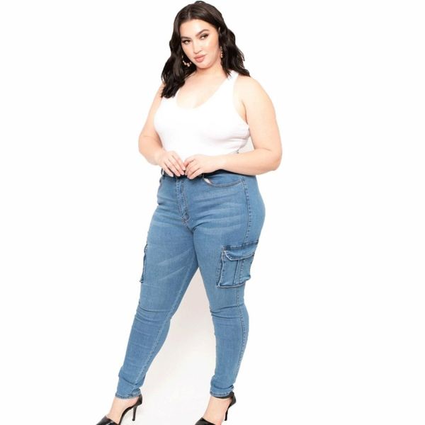 

plus sized stretch bag jeans, Black;white