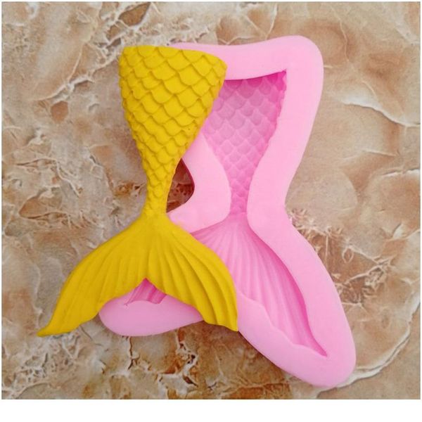 

1pcs gum paste chocolate sile mold mermaid tail conch candy molds kitchen baking fondant cake molds cupcake decorati qylazp