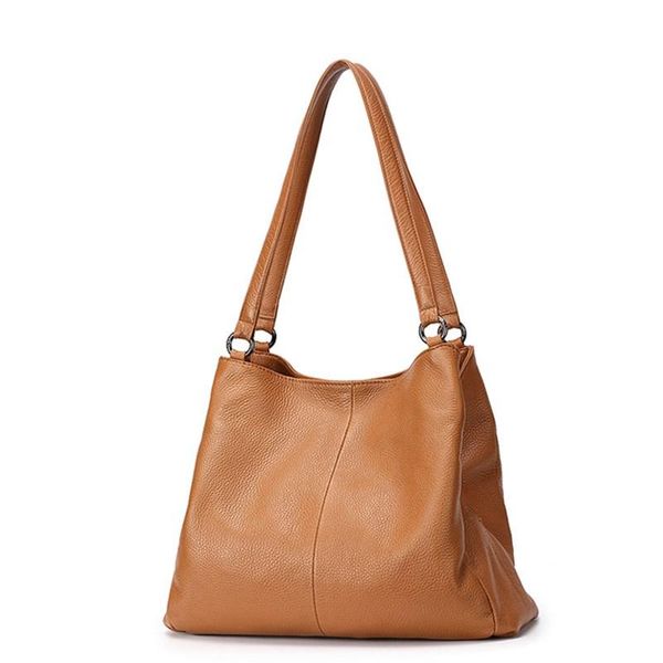 

handmade women fashion genuine cow leather large capacity handbags female brand shoulder bag casual tote crossbody bag