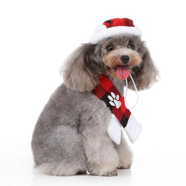 

pet dog accessories cute plaid scarf and hat set for small dog puppy pet dog cat party christmas dress up costume h wmtwmp