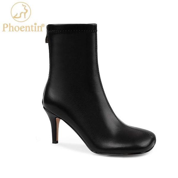 

boots phoentin big toe women's high heel 2021 fashion black woman ankle back zip stiletto beige autumn shoes female ft1034