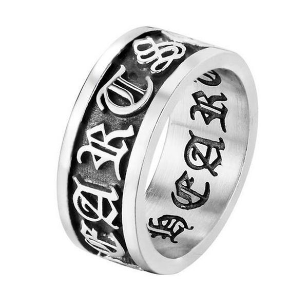 

мода прилив бренд ретро хип-хоп надписи кольцо крутые моды мужчины из нержавеющей стали панк мотоциклист ювелирные изделия крутые, Silver