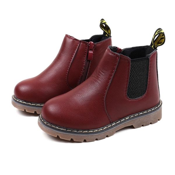 

cozulma girls boys winter boots with fur fashion kids boots for girls boys children autumn shoes baby kids non-slip martin boots lj201027, Black;grey