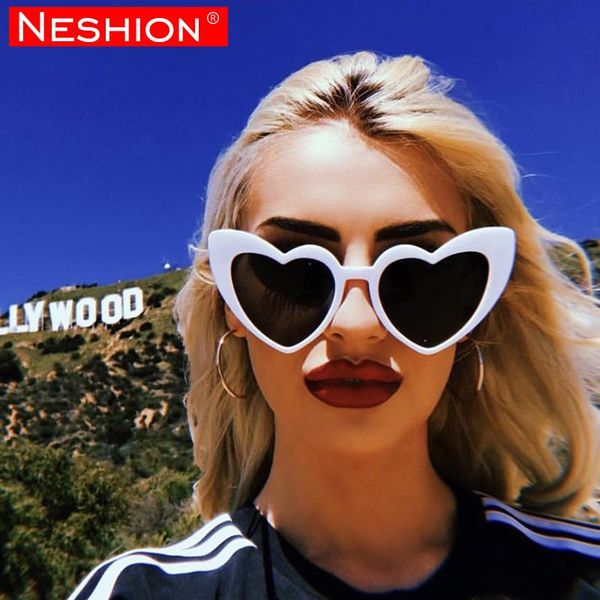 

fashion brand heart sunglasses for women cute large frame funny sun shade glasses vintage uv400 mirror, White;black