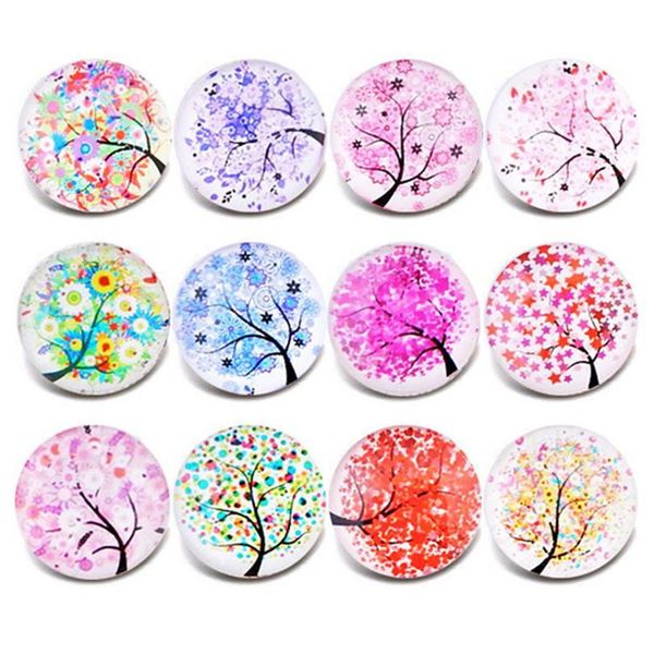 

10pcs/lot new glass snap jewelry tree of life mixed pattern snap buttons fit 18mm/20mm diy snap bracelet buttons jewel sqcklw