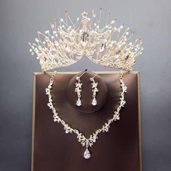 

three pieces of hair accessories wedding crown bridal headdress 2020 new dress, Silver