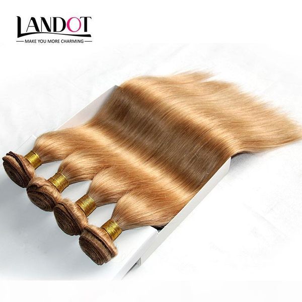 

honey blonde brazilian human hair weave bundles color 27# peruvian malaysian indian eurasian russian silky straight remy hair extensions, Black