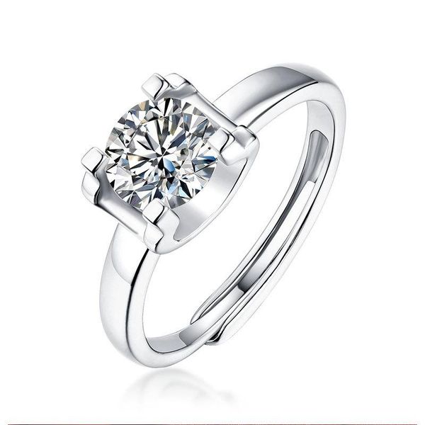 

cluster rings 100% solid 925 sterling silver ring 0.5ct 1ct 2ct 3ct real moissanite for women wedding bands fine jewelry drop, Golden;silver