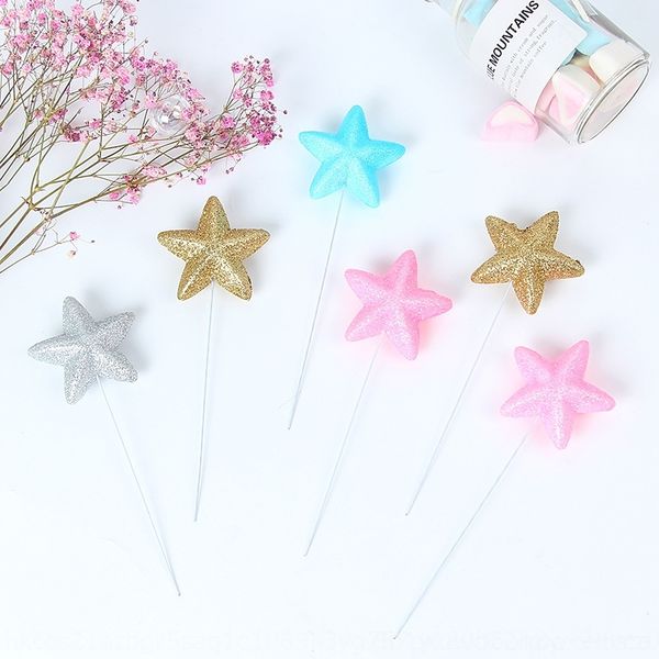 

hz30w plug-in shiny foam decoration star five-pointed cake baked cake accessory plug-in baking decoration accessories hmhfi
