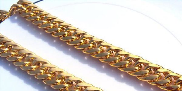 

бесплатная доставка тяжеловесных мужских 24k настоящая твердая золотая отделка толстые майми кубинские ссылки ожерелье цепочка sqccwbk new_d, Silver