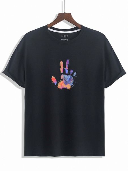

men hand & splatter paint tee r8qa#, White;black