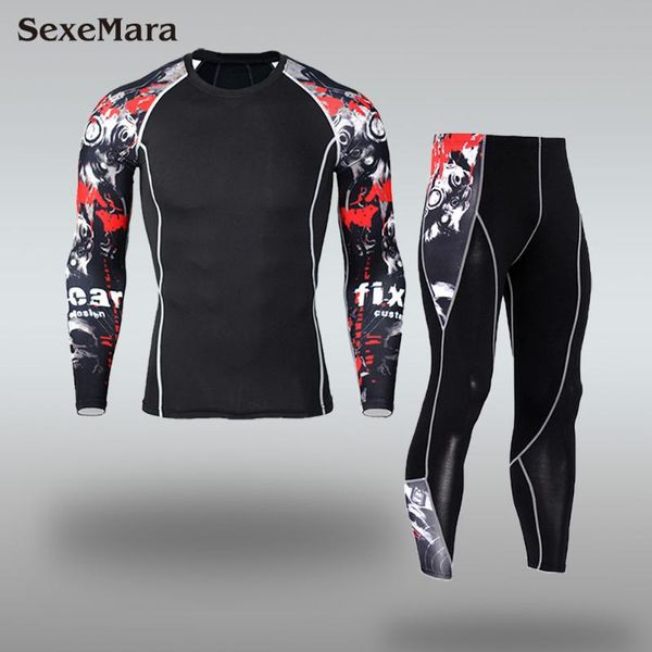 

men's thermal underwear 2021 fitness long johns sportswear men bodybuilding tights compression mma workout sport suit for, Black;white