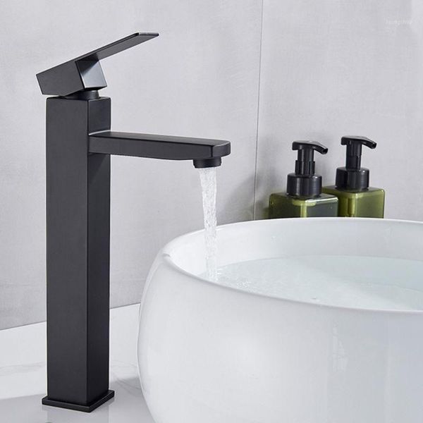 

bathroom black paint square basin faucet single handle washbasin mixer tap 77uc1