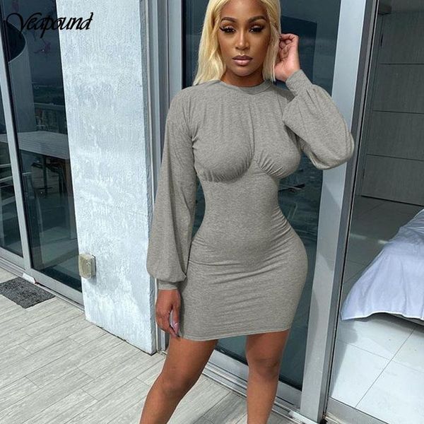 

pure o neck bodycon women dress spring club party night red elegant midi dress lantern sleeve vintage, Black;gray