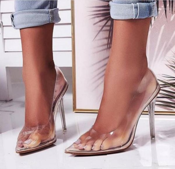

dress shoes 2021 summer women close pointed toe pumps pvc clear transparent ultray high heel stilettos wedding party shoes1, Black