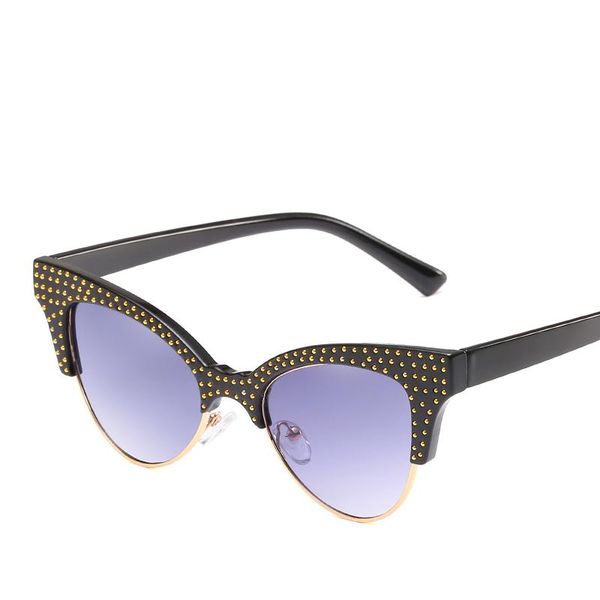

sunglasses lady's trend cat's eye metallic diamond-encrusted half frame full of, White;black