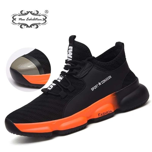 

new exhibition men work safety shoes 2019 fashion outdoor steel toe cap anti-smashing puncture proof construction sneakers boots lj201023, Black;white