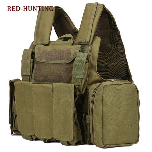 

hunting jackets tactical vest assault men army molle mag ammo chest rig paintball body armor harness, Camo;black
